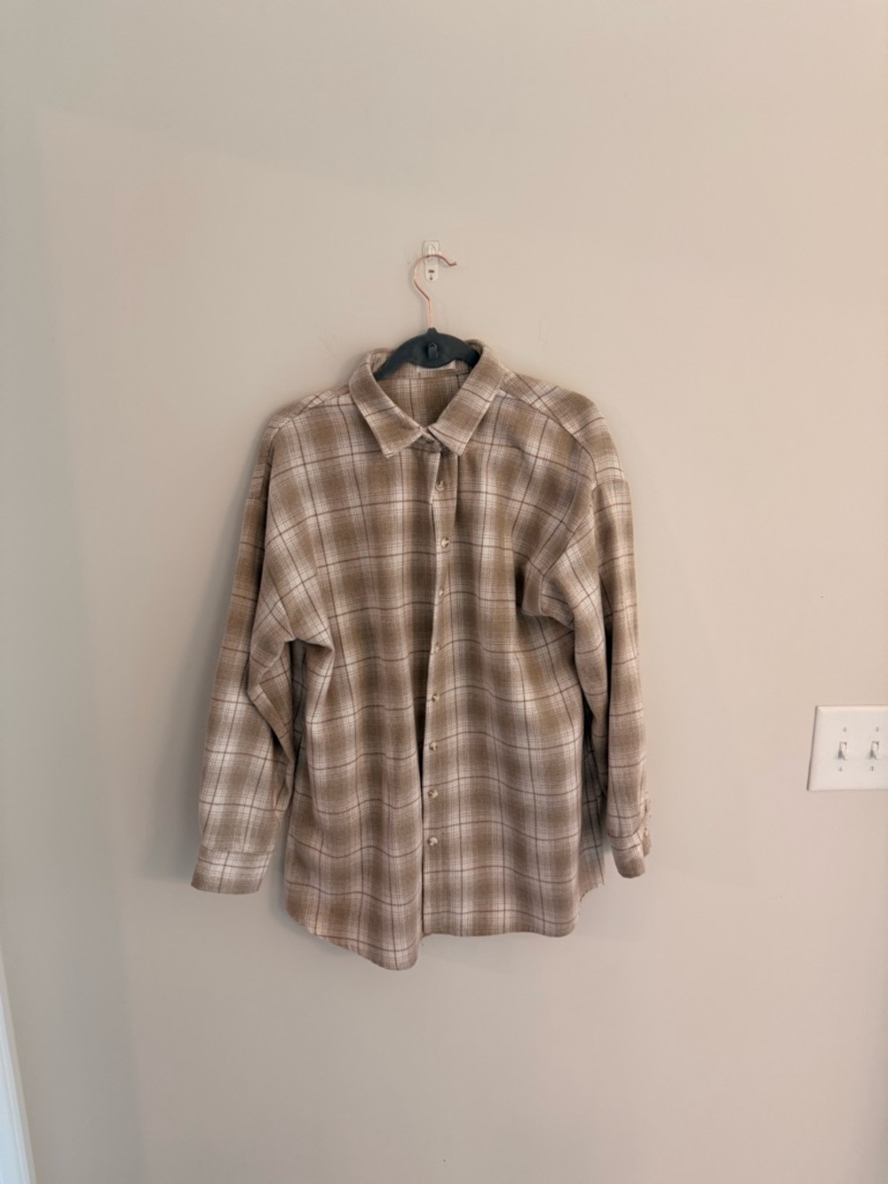 vestique Beige Plaid Button-Down Shirt